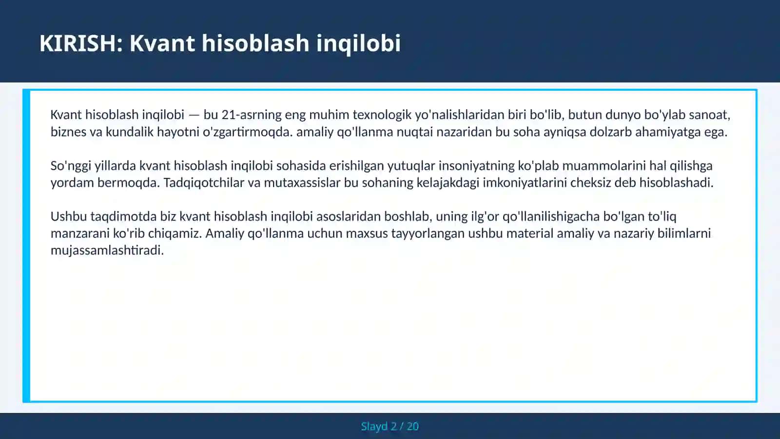 KVANT HISOBLASH INQILOBI 2