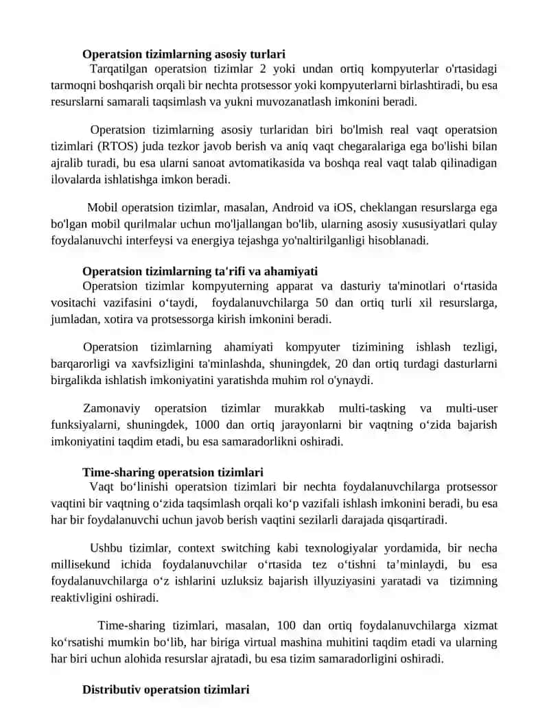 Turli xil Operatsion tizimlar va ularning rivojlanish bosqichlari 2