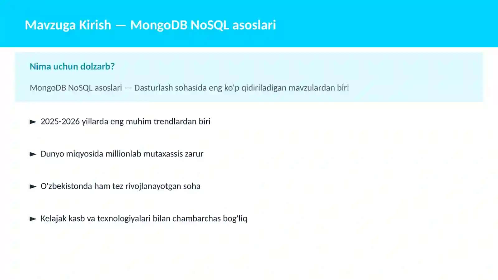 MongoDB NoSQL asoslari 2