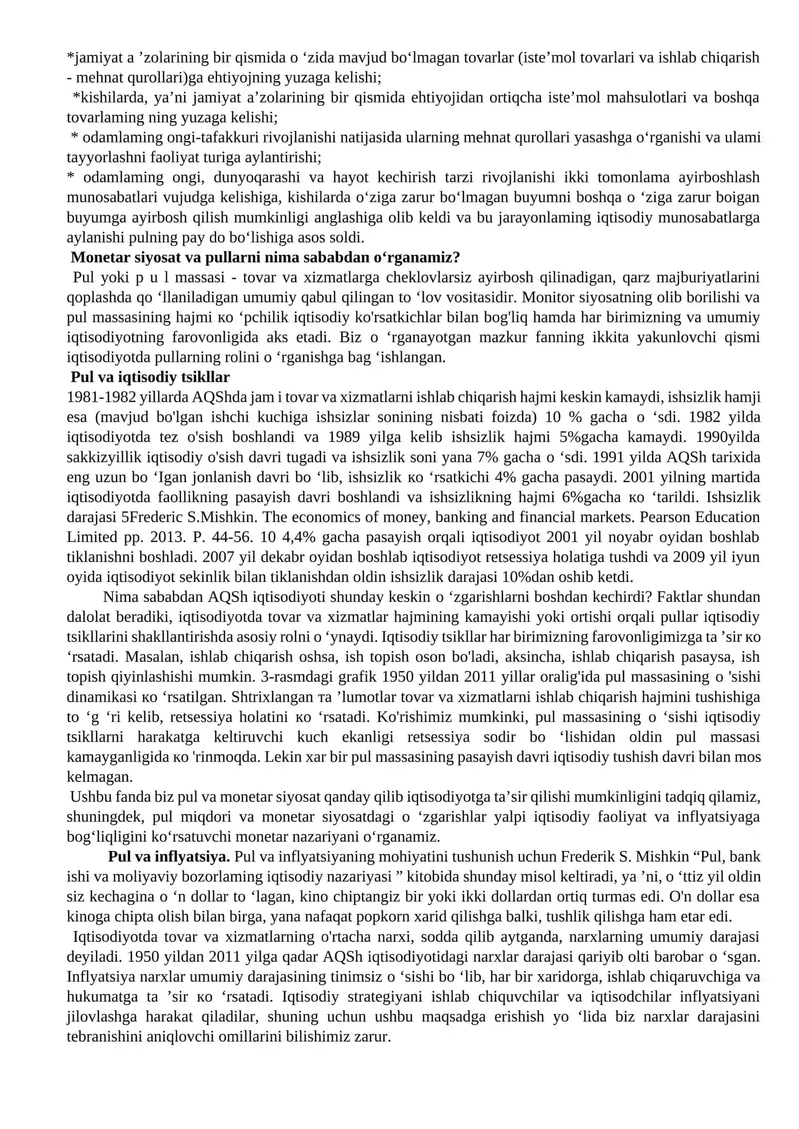PUL, KREDIT VA BANKLAR FANIGA 2