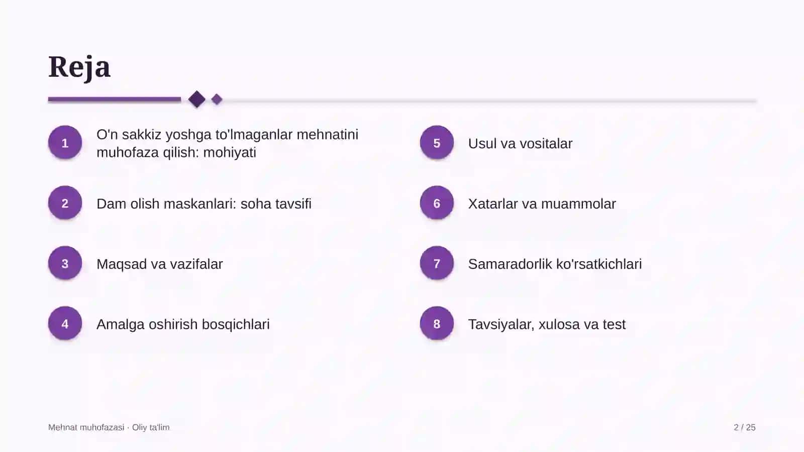 Dam olish maskanlarida o'n sakkiz yoshga to'lmagan xodimlar mehnatini muhofaza qilish 2