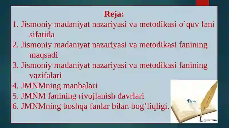 Jismoniy Madaniyat Nazariyasi va Metodikasifanining Maqsadihamda va Vazifalari 2