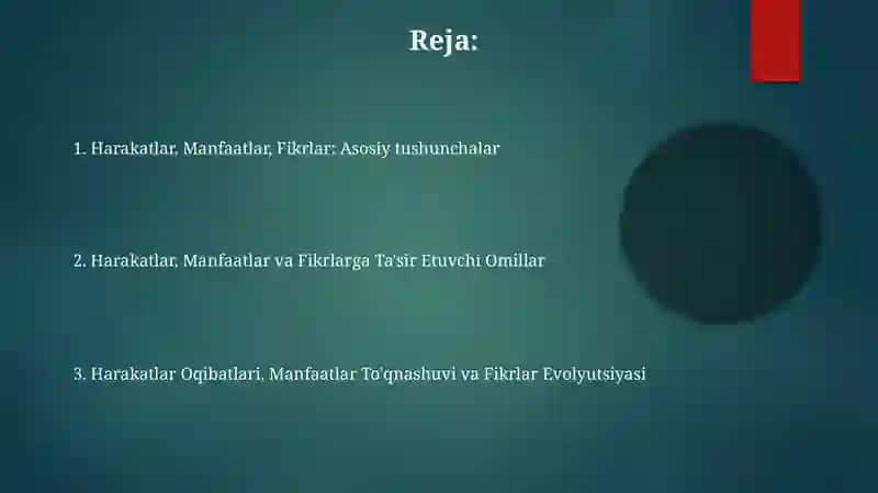Harakatlar qiziqishlar va fikrlar 2