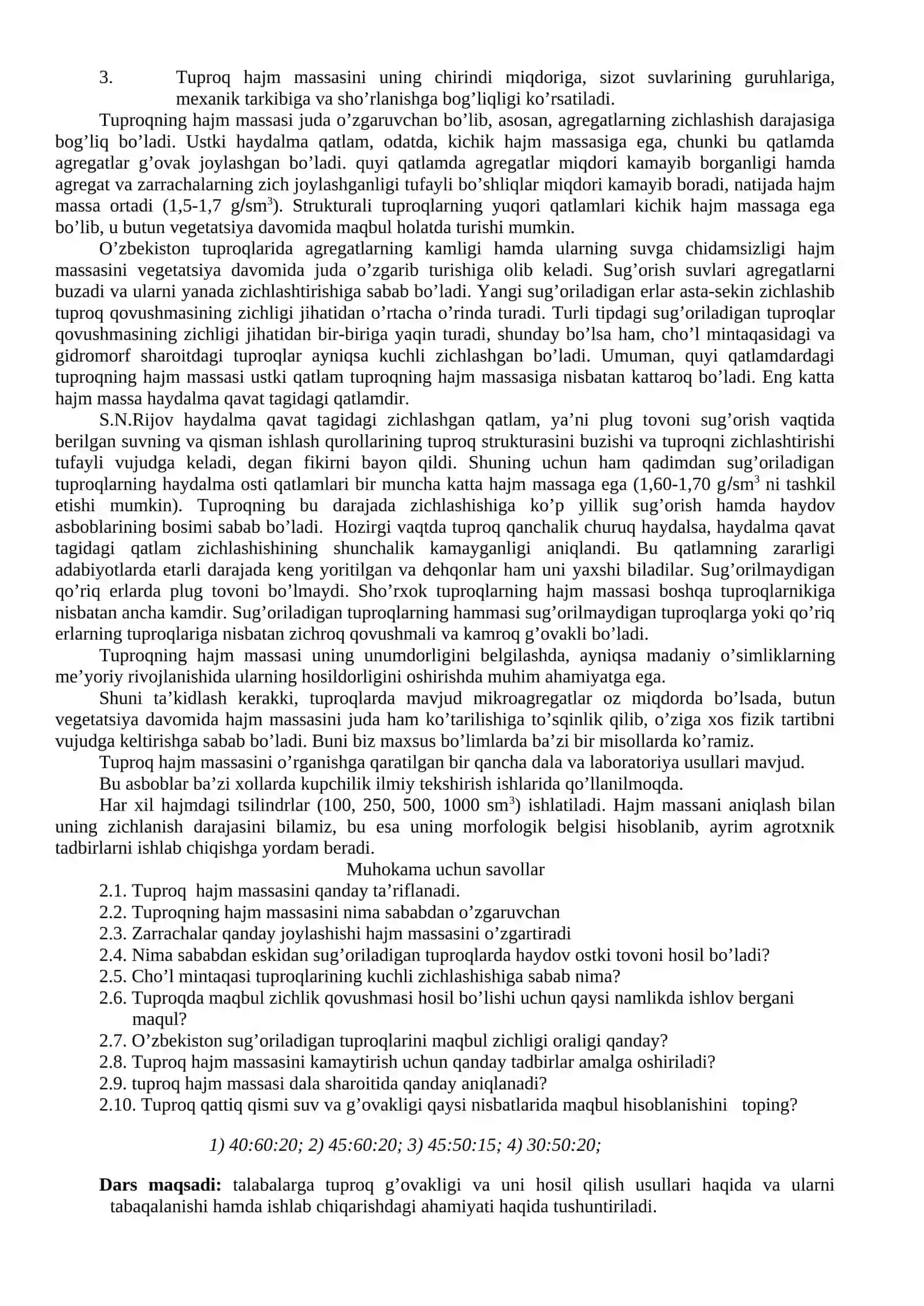 Tuproqning Umumiy Fizik Xossalari 2