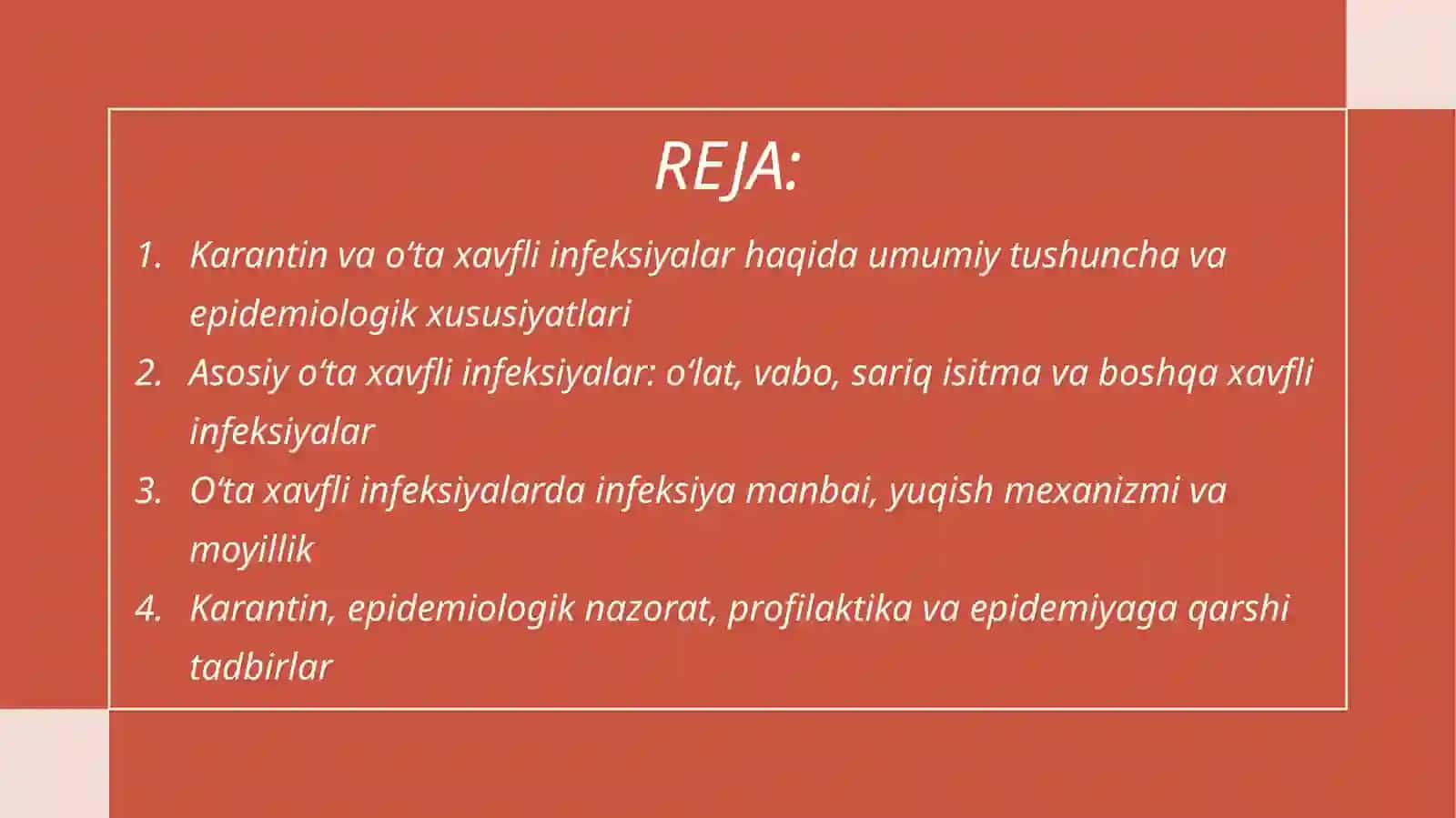 Karantin va o‘ta xavfli infeksiyalar (K va O‘XI) bilan kasallangan bemor aniqlanganda yoki gumon qil 2