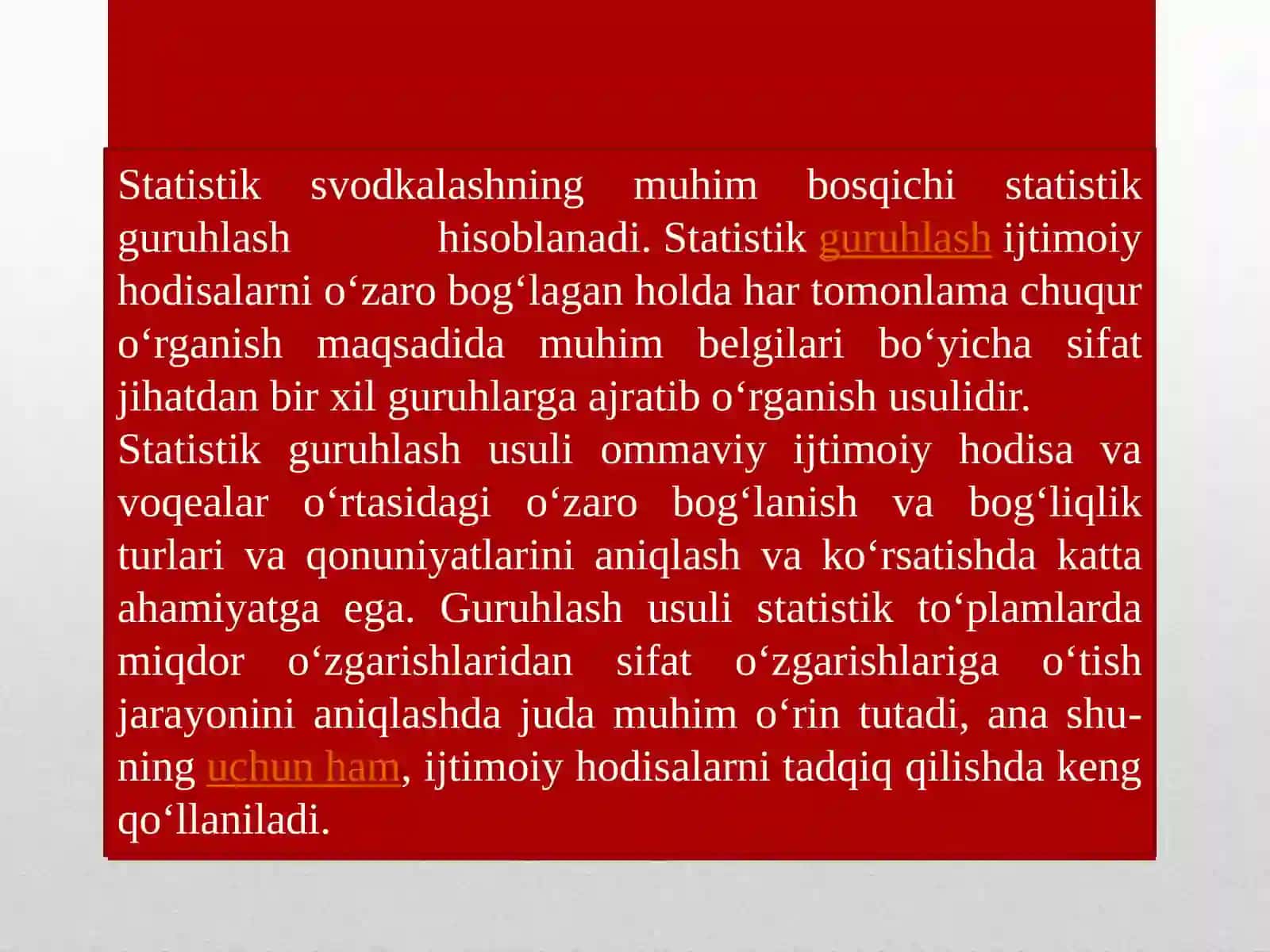Statistik guruhlash 2