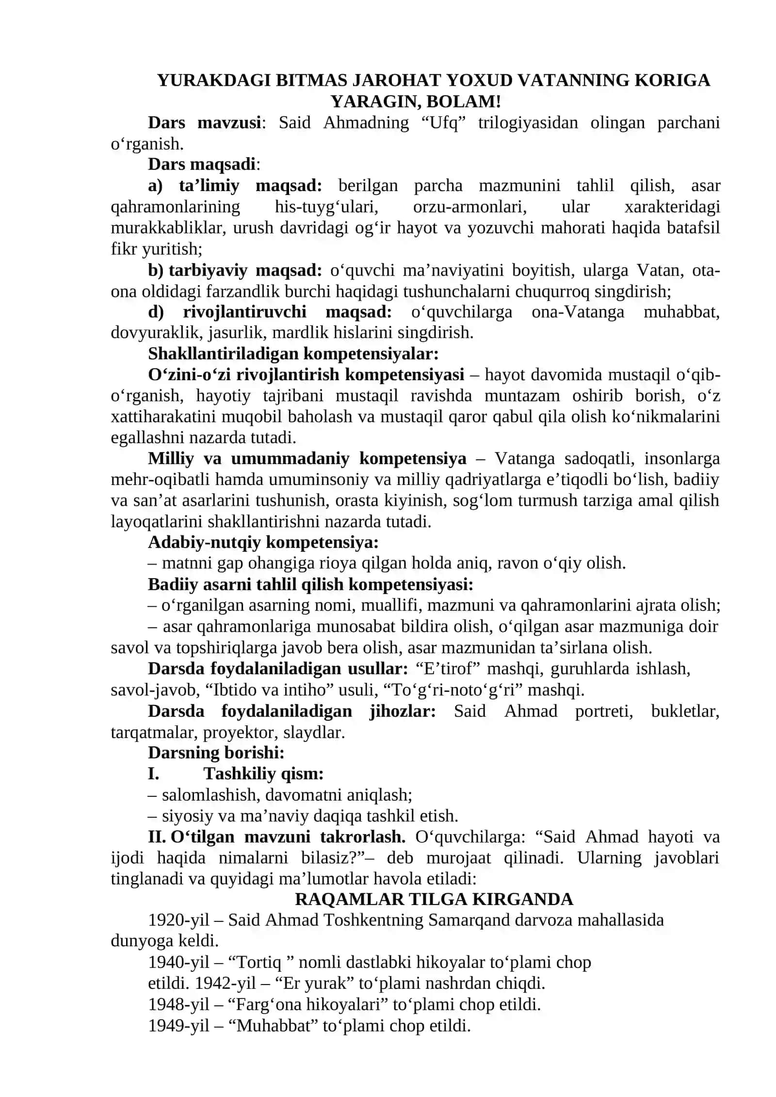 SAID AHMAD HAYOTI VA IJODI. QOCHOQ 2