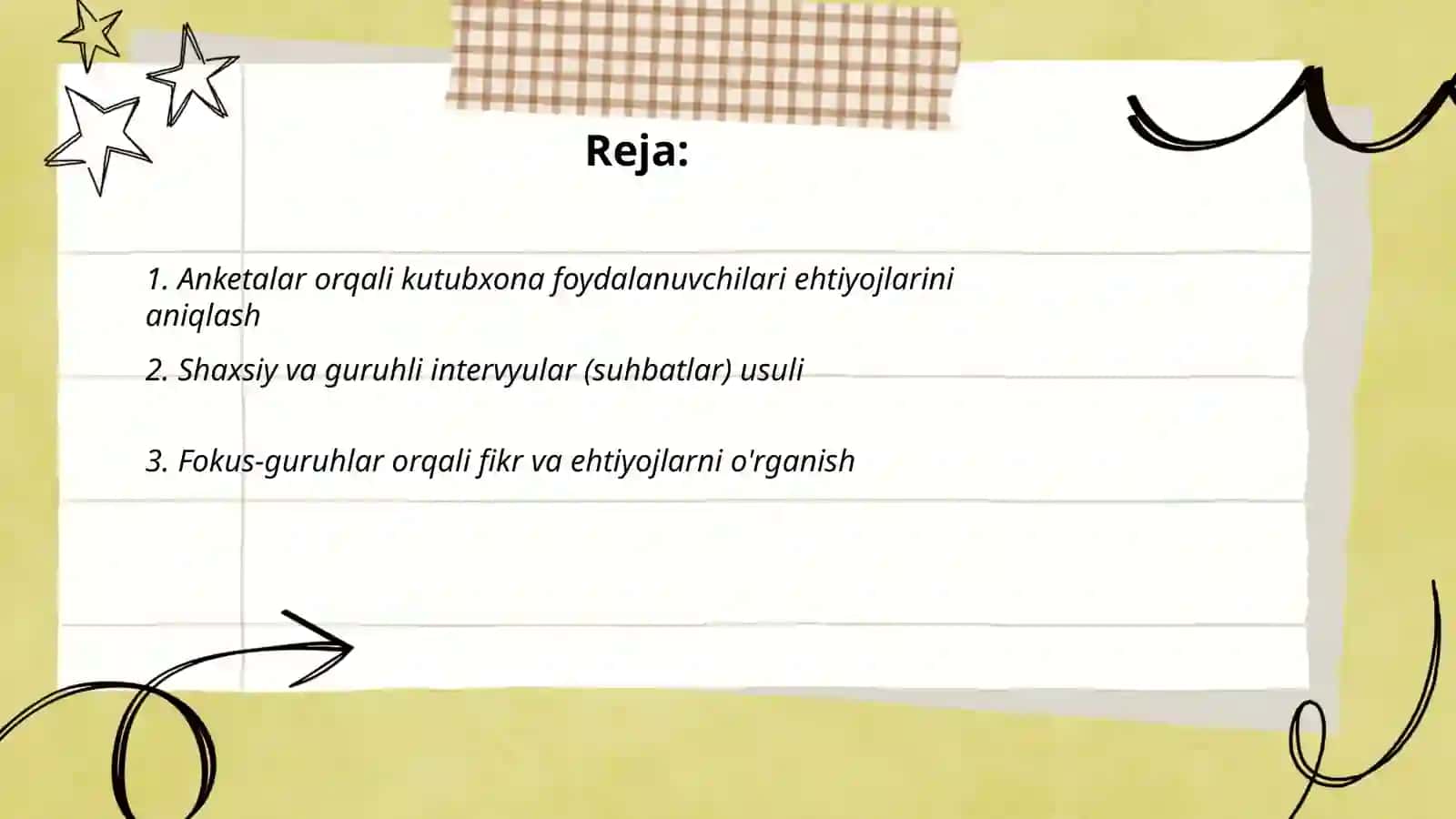 Kutubxona foydalanuvchilari ehtiyojlarini tahlil qilish usullari 2