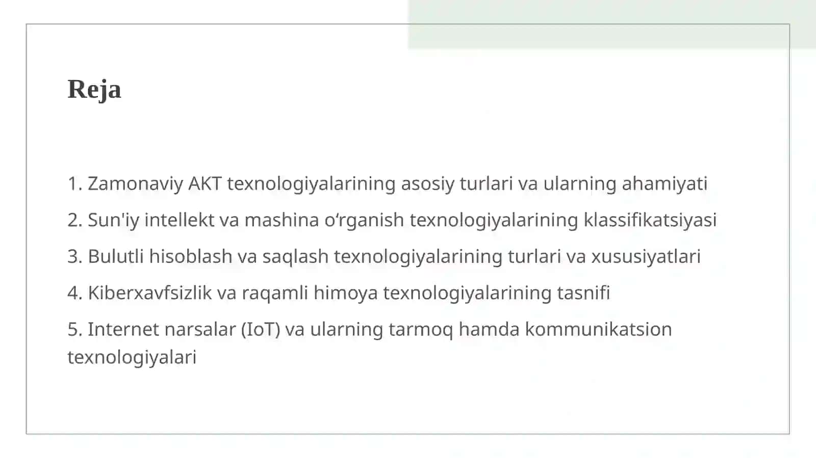 Zamonaviy AKT texnologiyalari klassifikatsiyasi 2