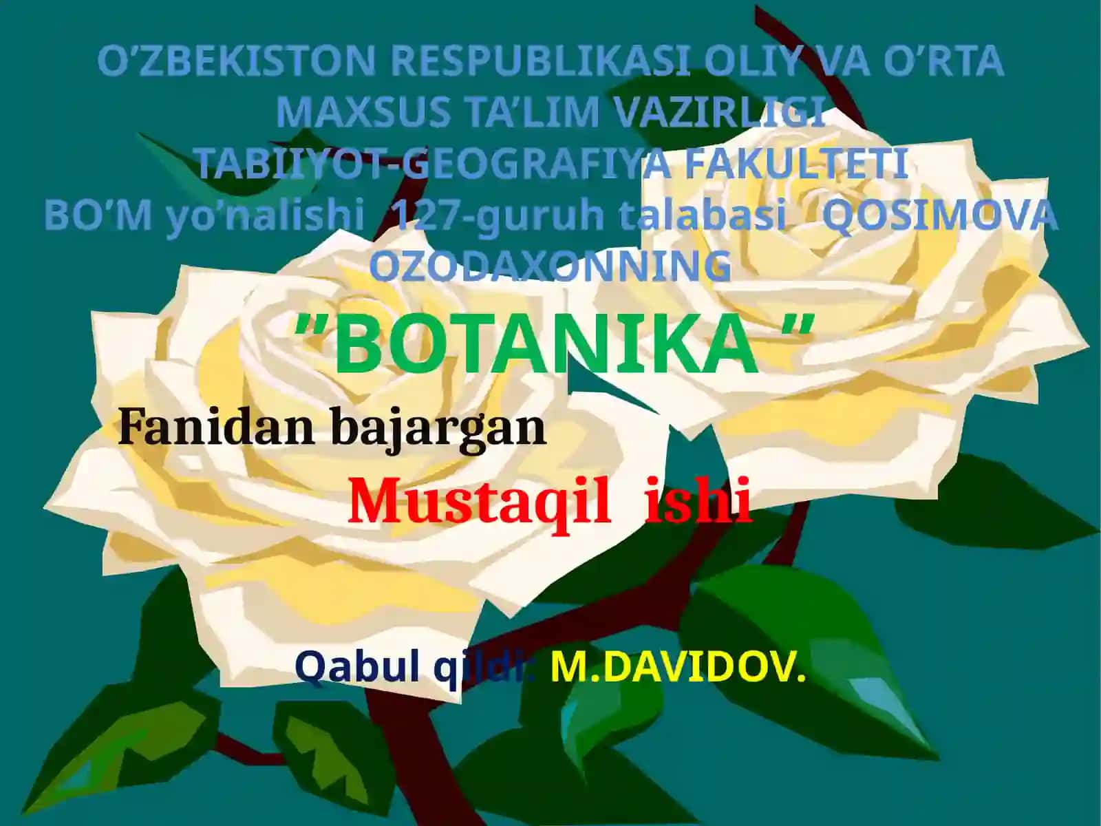 O’simlik hujayralarining tuzilishi va ontogenezi 2