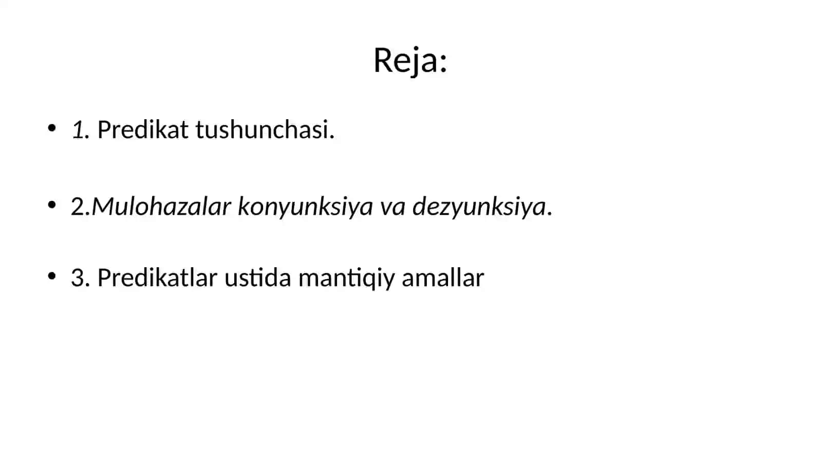 Predikatlar va ular ustida amallar 2