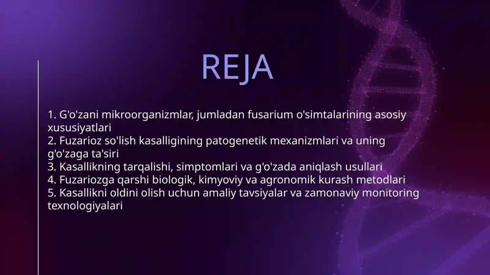 G'O'ZANING FUZARIOZ SO'LISH KASALLIGI VA UNGA QARSHI KURASH CHORALARI 2