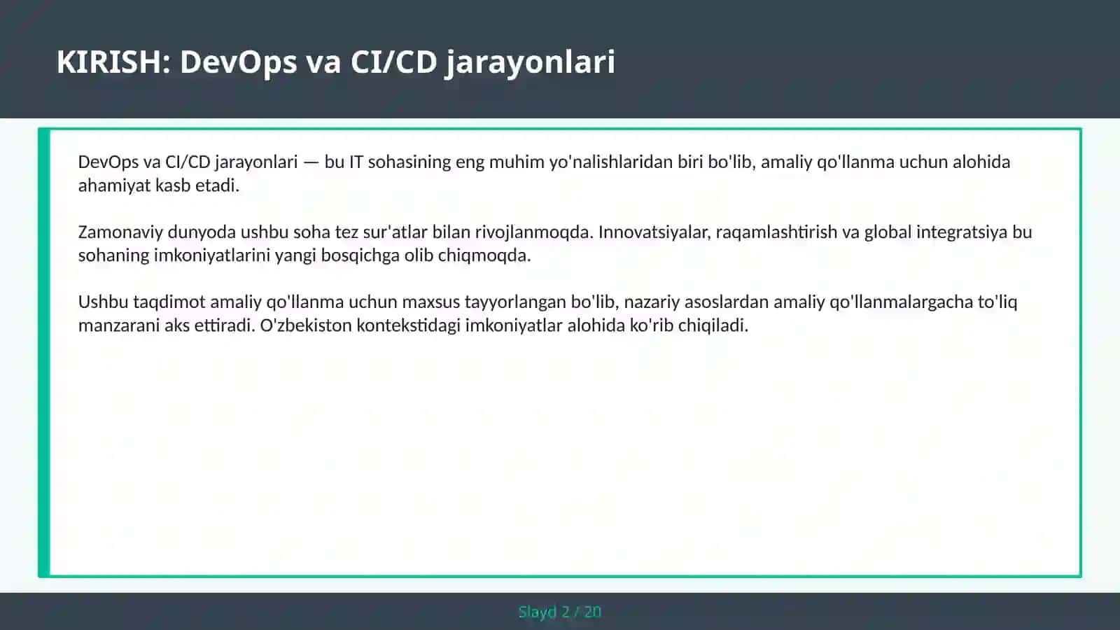 DEVOPS VA CI/CD JARAYONLARI 2