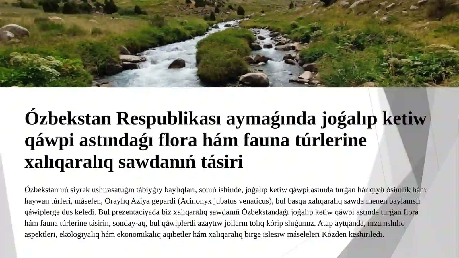 Ózbekstan respublikası aymaǵında joq bolip ketiw qáwpi astında turgan flora hám fauna túrleri menen xalıq aralıq sawda etiw 2
