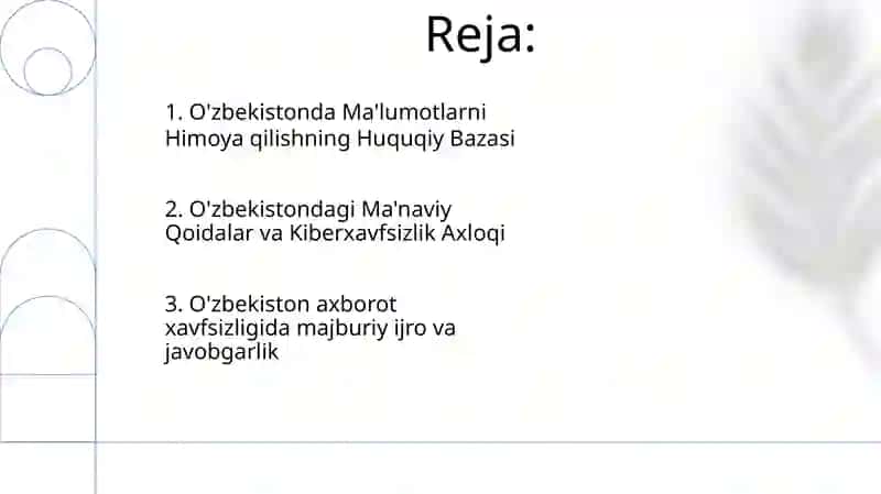 Oʻzbekistonda axborot xavfsizligining manaviy huquqiy asoslari 2