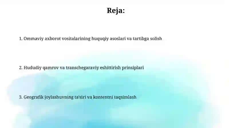 Ommaviy axborot vositalarining huquqiy asoslari 2