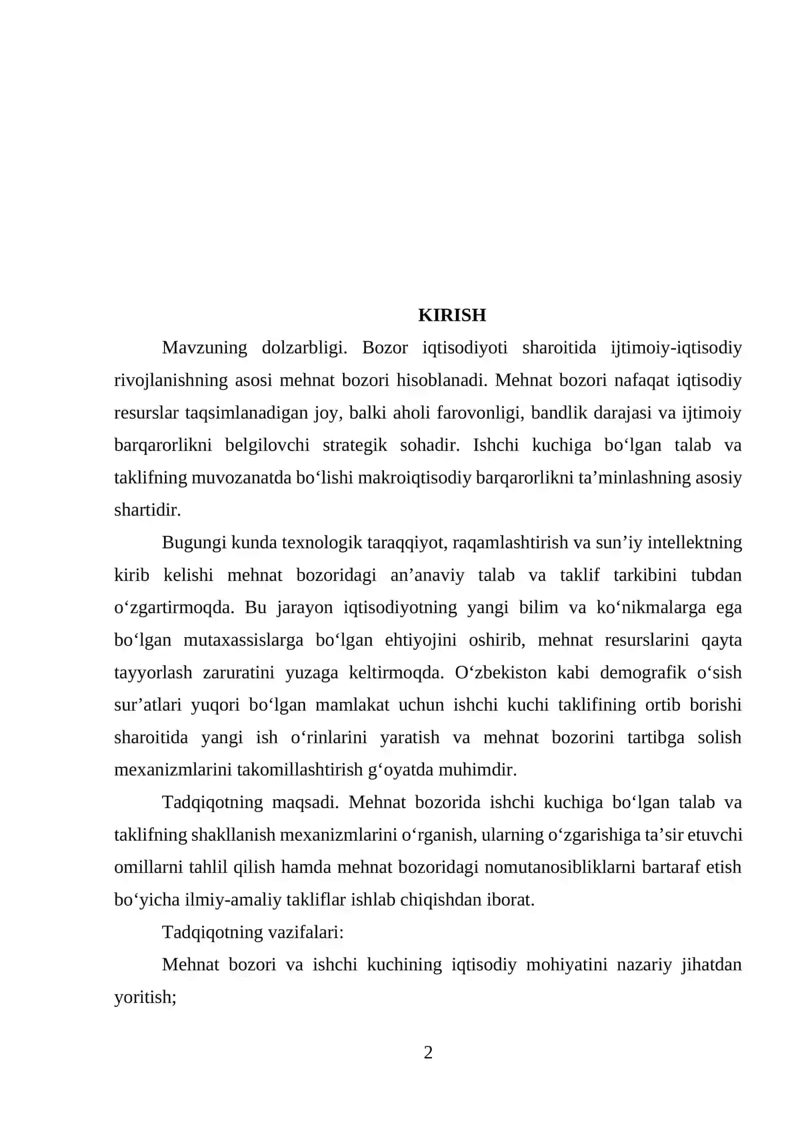ISHCHI KUCHIGA BO’LGAN TALAB VA TAKLIFNI O’ZGARTIRISH 2