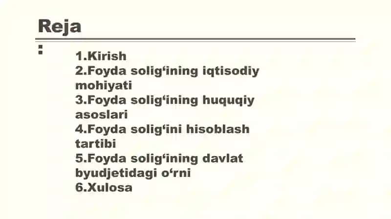 Foyda solig’i. 2