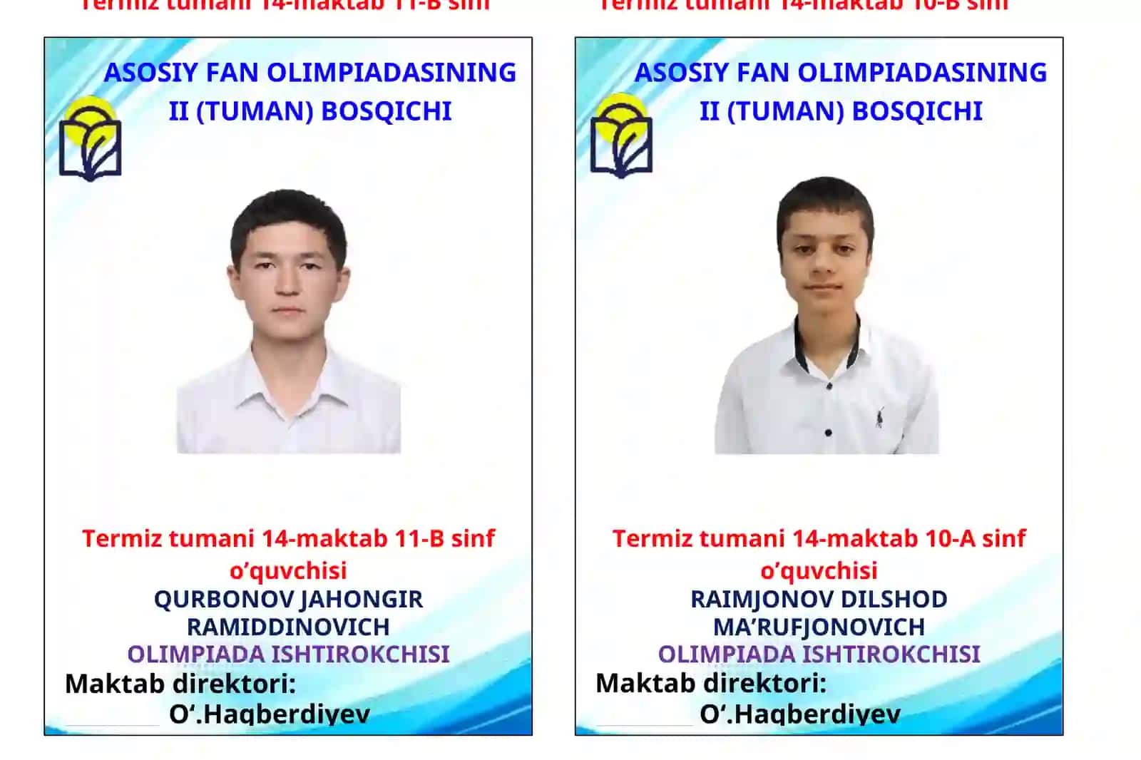 ASOSIY FAN OLIMPIADASINING II (TUMAN) BOSQICHI BERKA 2