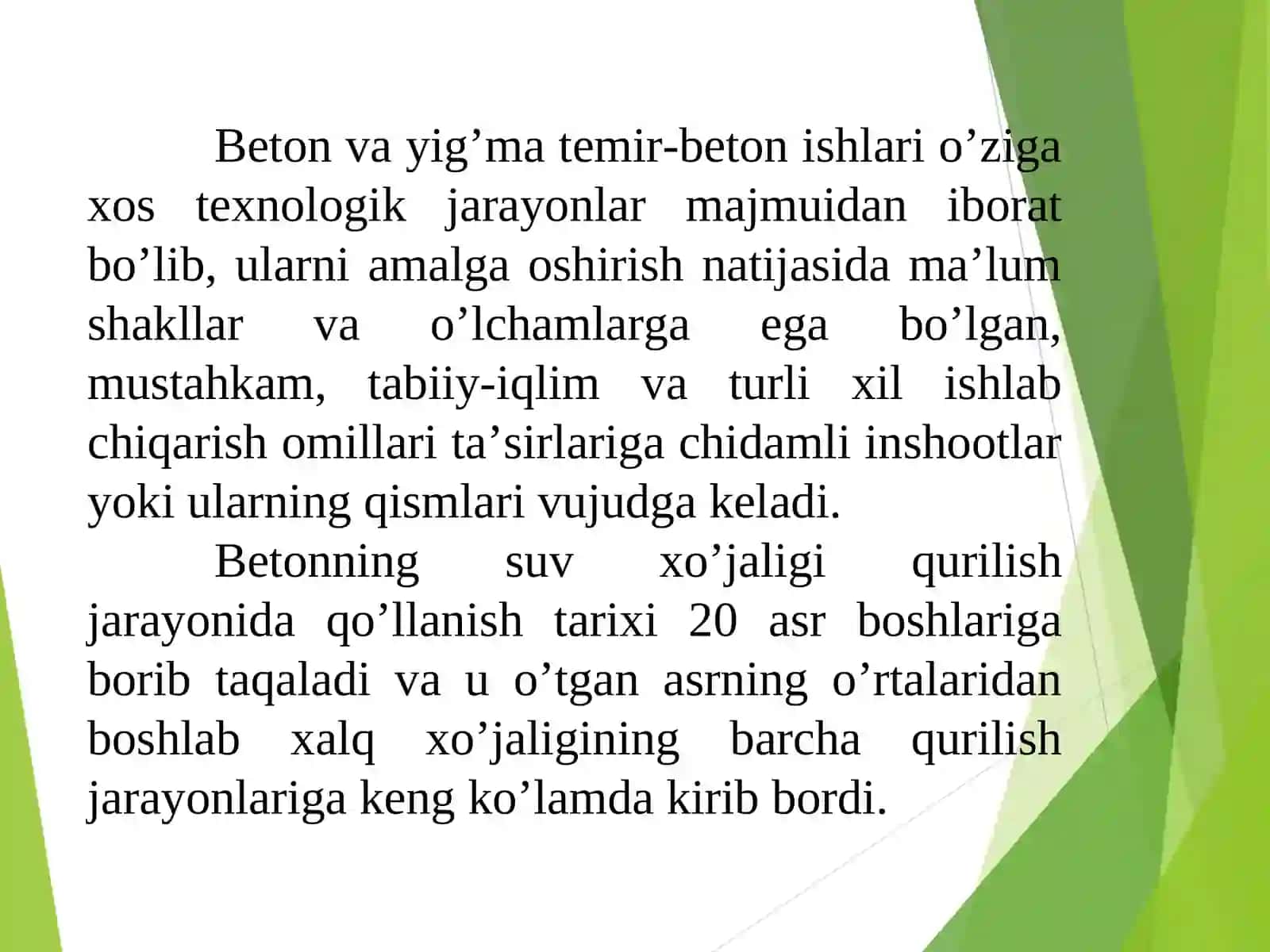 Beton va yig’ma temir-beton ishlari 2