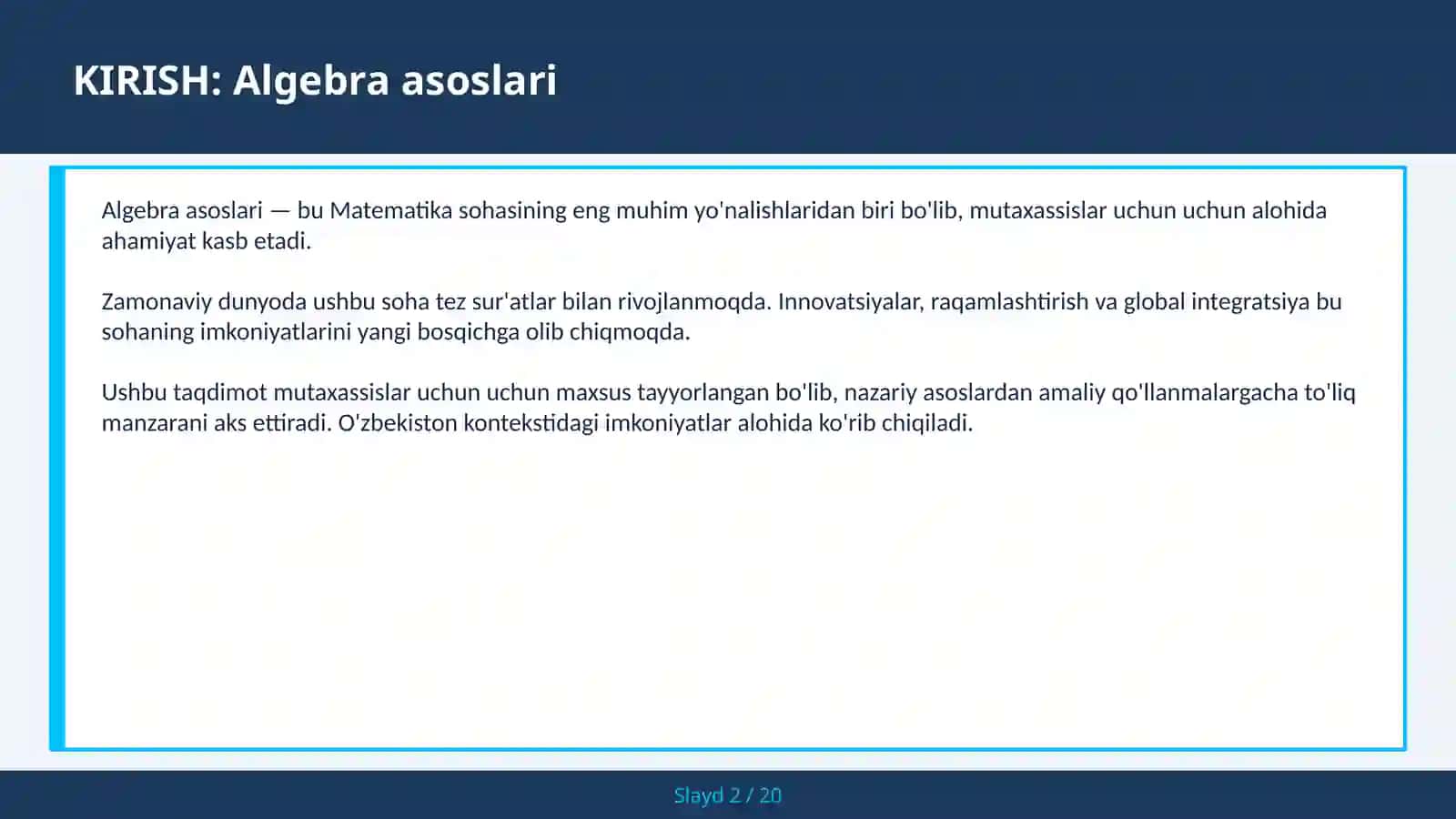 Algebra asoslari 2
