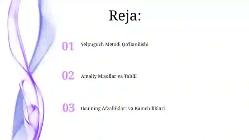 Yelpuguch Metodi Qo'llanilishi 2