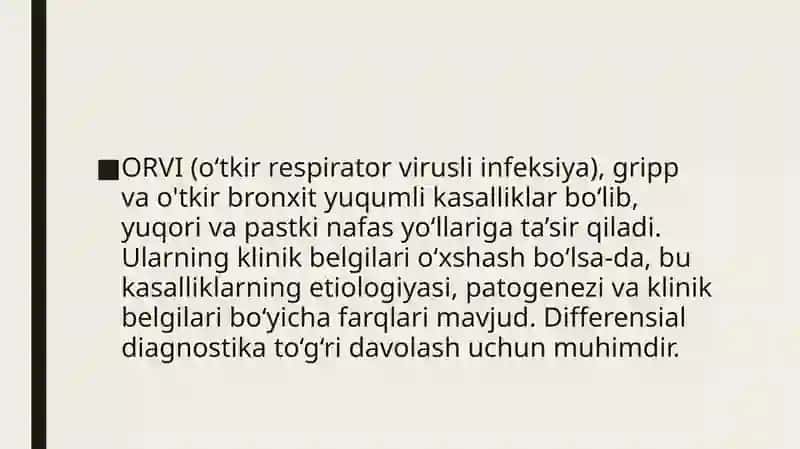 ORVI, gripp, o'tkir bronxit differensialdiagnostikasi 2
