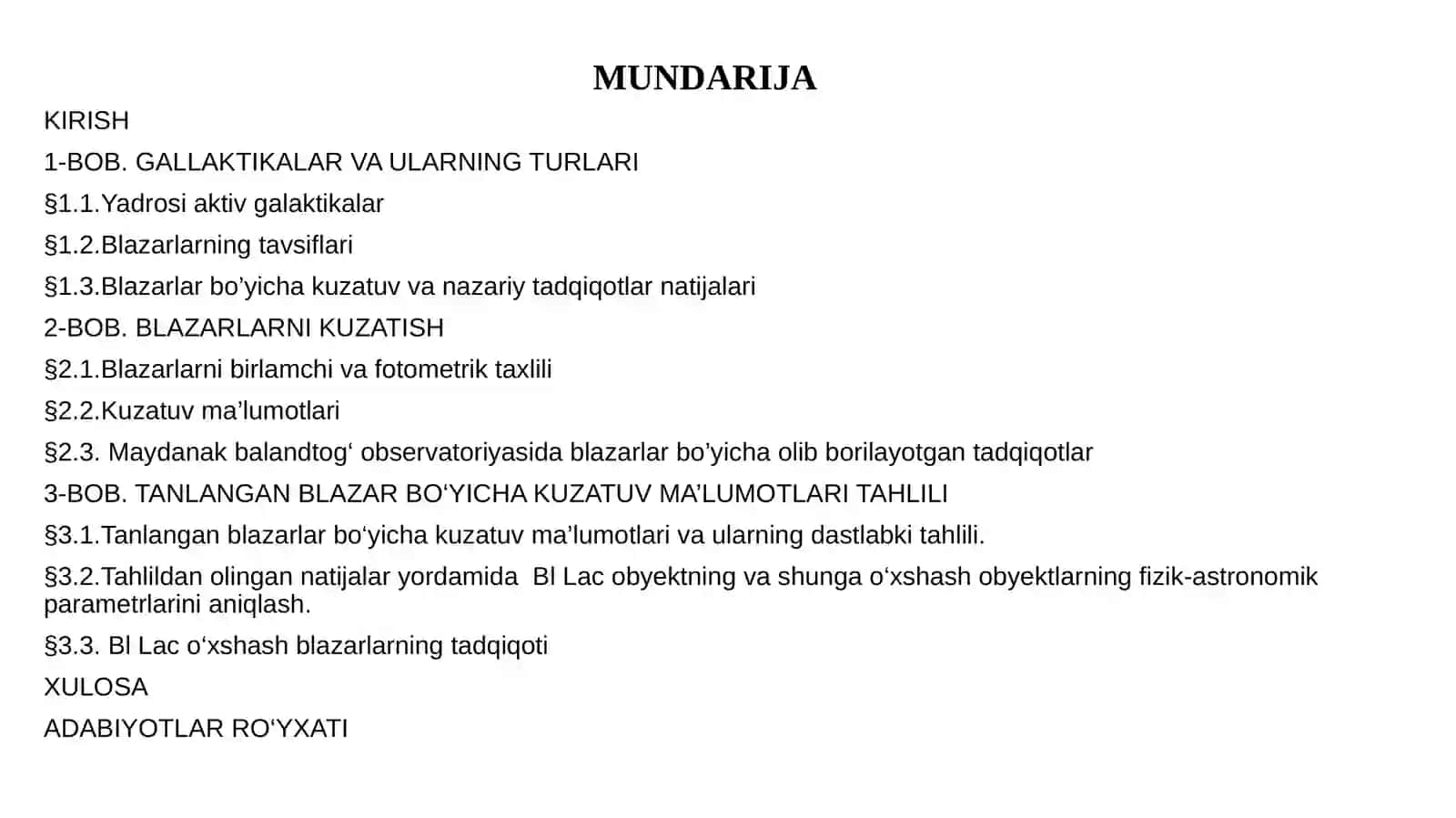 Blazarlarning kuzatuv ma’lumotlari tahlili 2