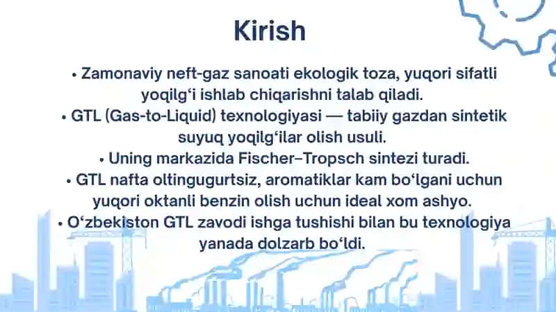 GTL texnologiyasi asosida olingan naftadan yuqori oktanli benzin olish texnologiyasi 2