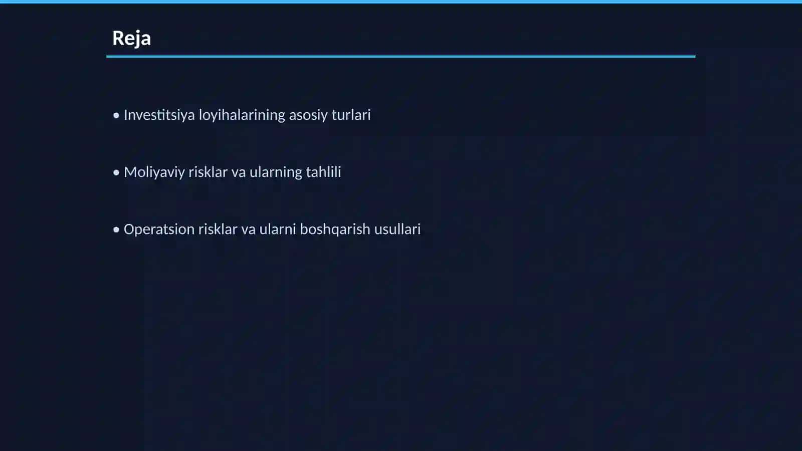 Investitsiya loyihalarini moliyalashtirishda risklarni baholash va boshqarish 2