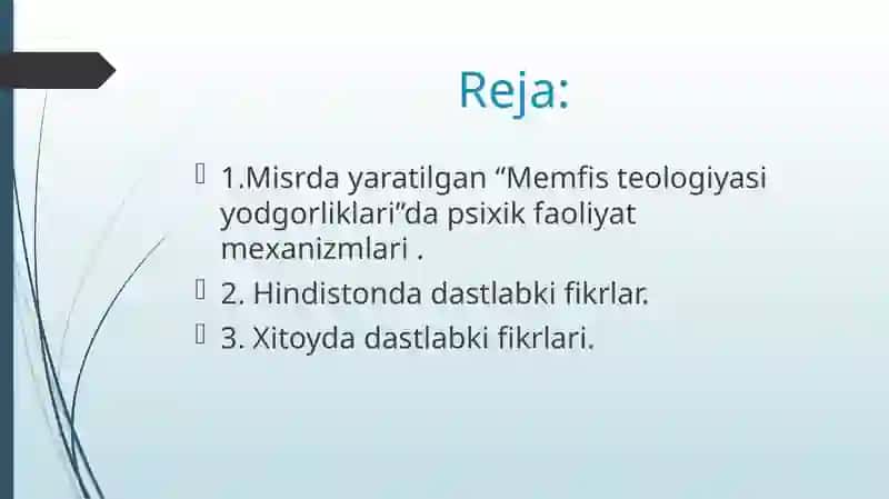 Qadimgi Sharq mamalakatlari psixologik fikrlarining paydo bo'lishi 2