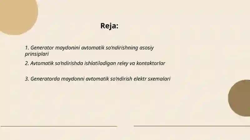 Generator maydonini avtomatik so‘ndirishning asosiy prinsiplari 2