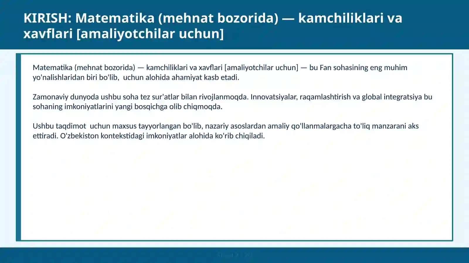 Matematika (mehnat bozorida) — kamchiliklari va xavflari [amaliyotchilar uchun] 2