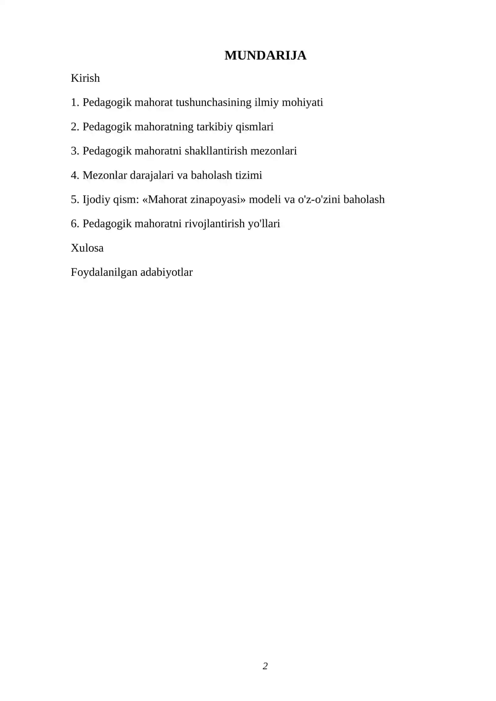 PEDAGOGIK MAHORATNI SHAKLLANTIRISH MEZONLARI 2