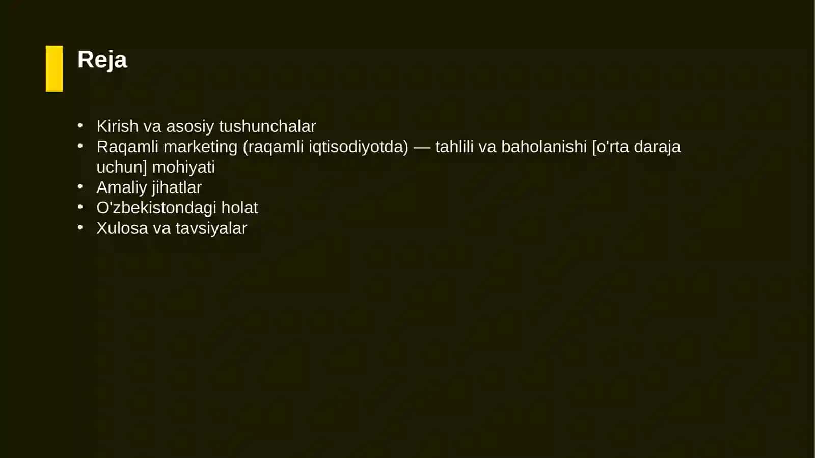 Raqamli marketing (raqamli iqtisodiyotda) — tahlili va baholanishi [o'rta daraja uchun] 2