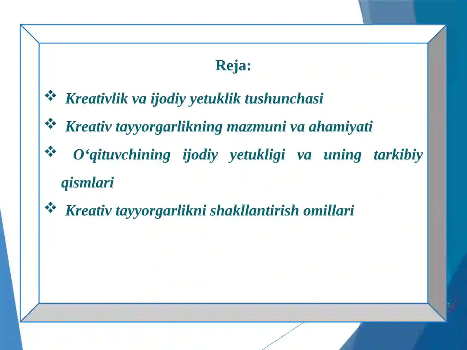 Kreativ tayyorgarlik va ijodiy-yetuklikning tarkibiy qismi 2