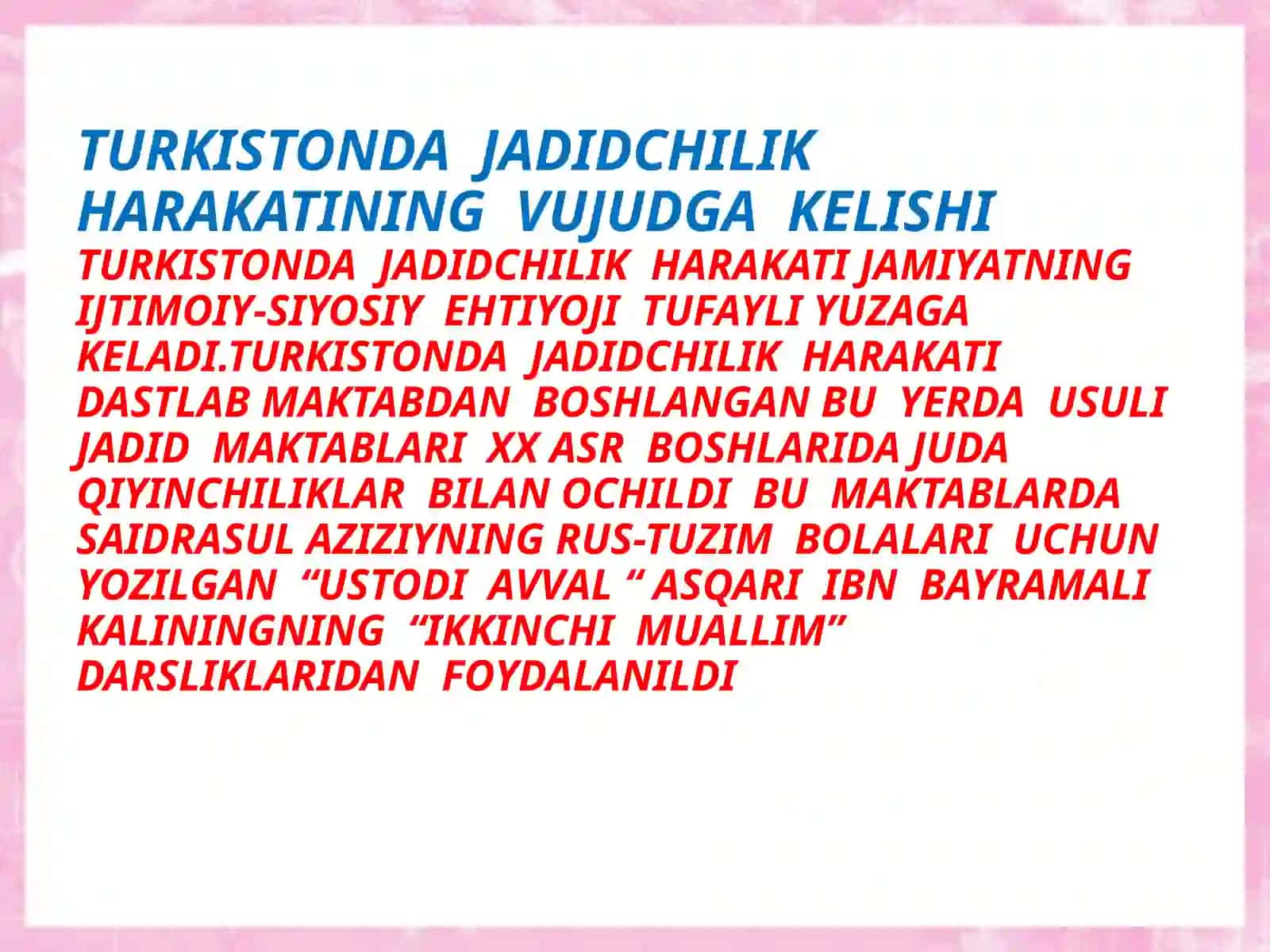 JADID MARIFATPARVARLARI VAA. AVLONIY, ABDUQODIR SHAKKURIY, BEHBUDIYLARNING PEDAGOGIK QARASHLARI 2