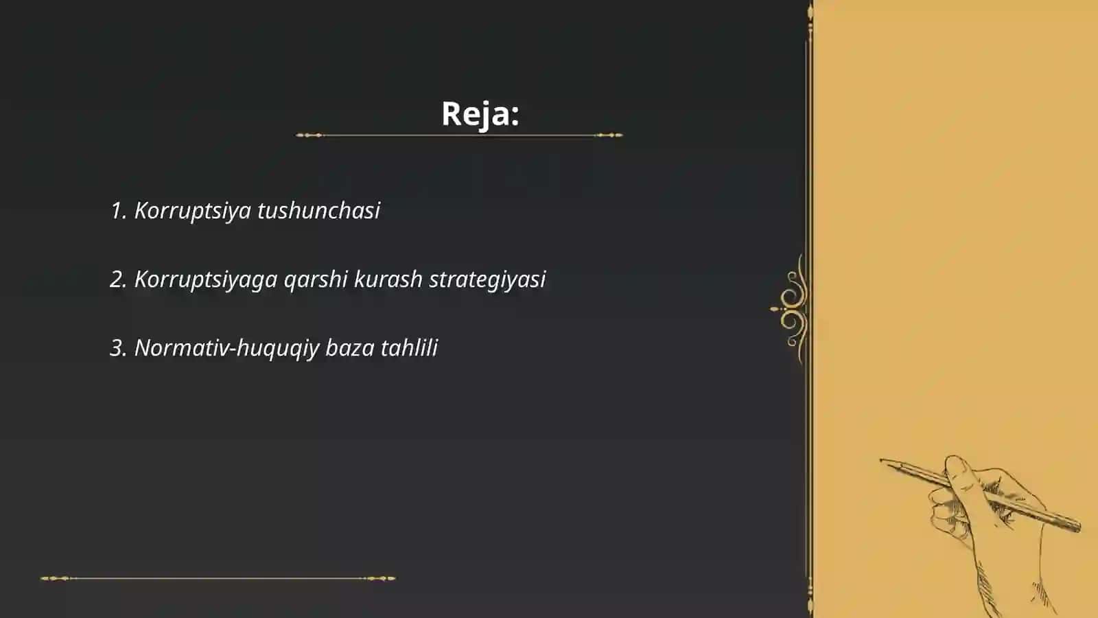 Korruptsiyaga qarshi kurashish sohasidagi davlat siyosatining asosiy yo'nalishlari 2