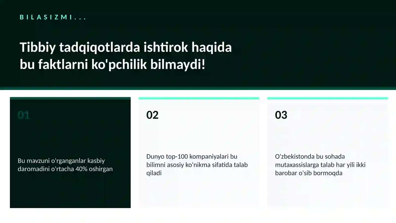 Tibbiy tadqiqotlarda ishtirok 2