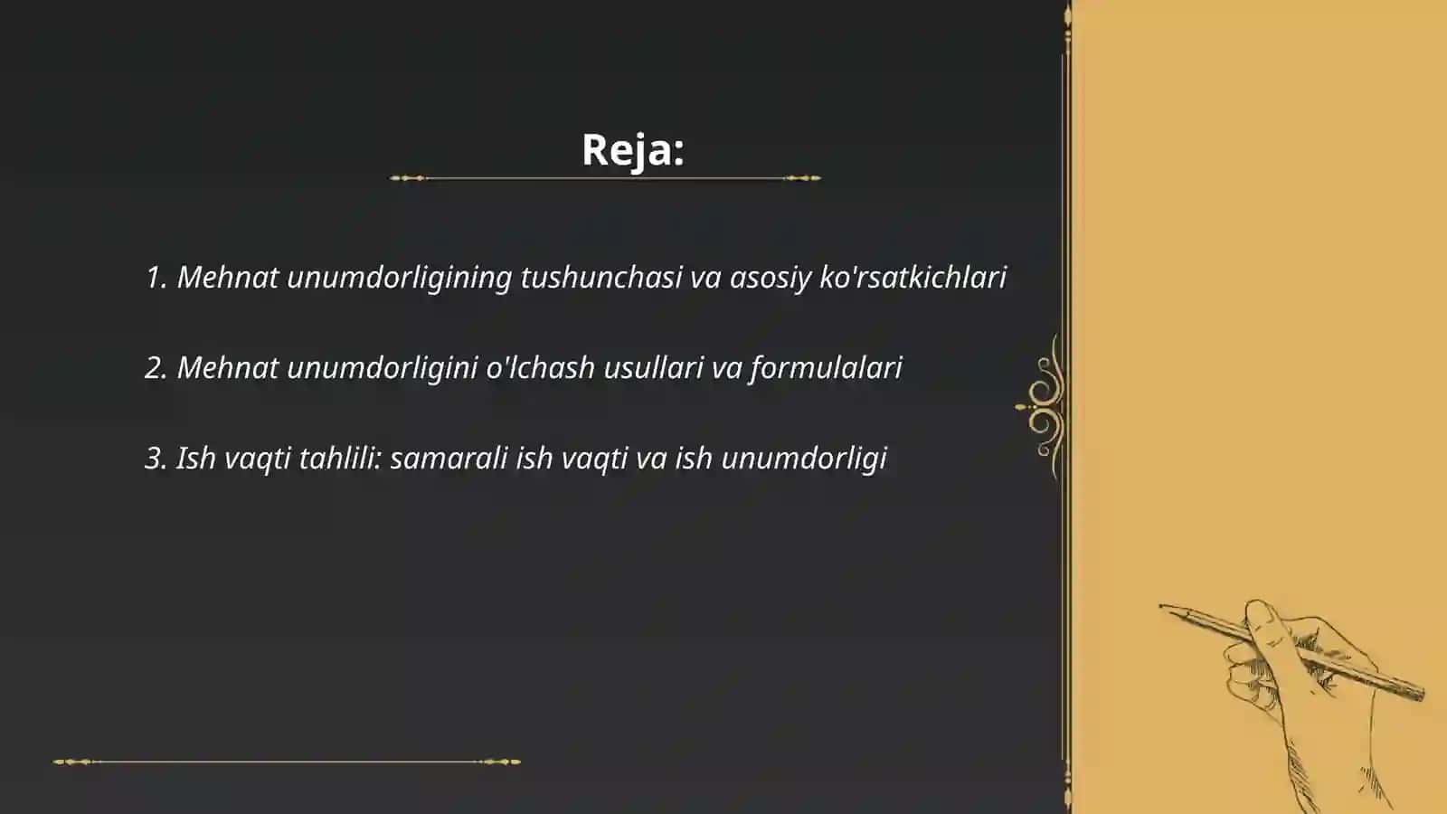 Mehnat unumdorligini tahlil qilish 2