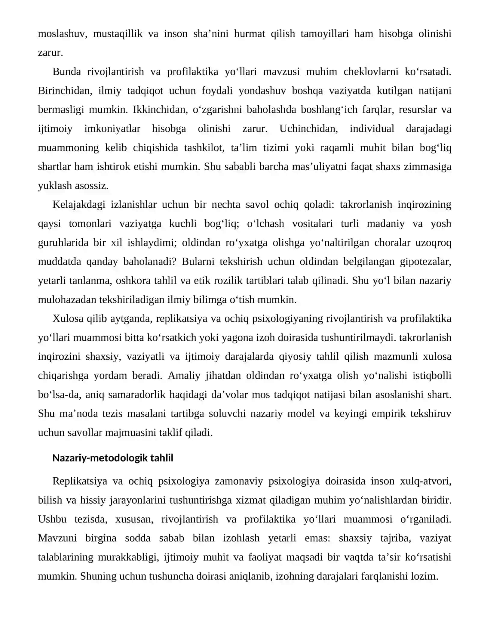 REPLIKATSIYA VA OCHIQ PSIXOLOGIYANING RIVOJLANTIRISH VA PROFILAKTIKA YO‘LLARI 2