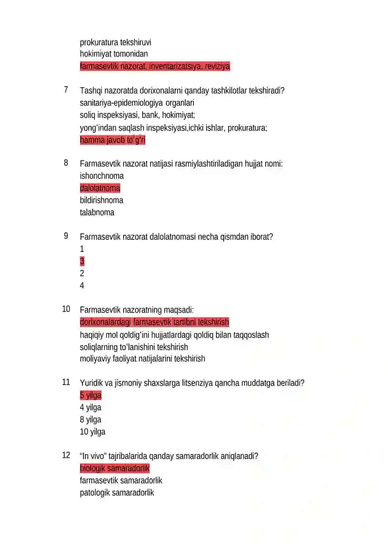 Argos test javoblari tibbiyot yangi 2