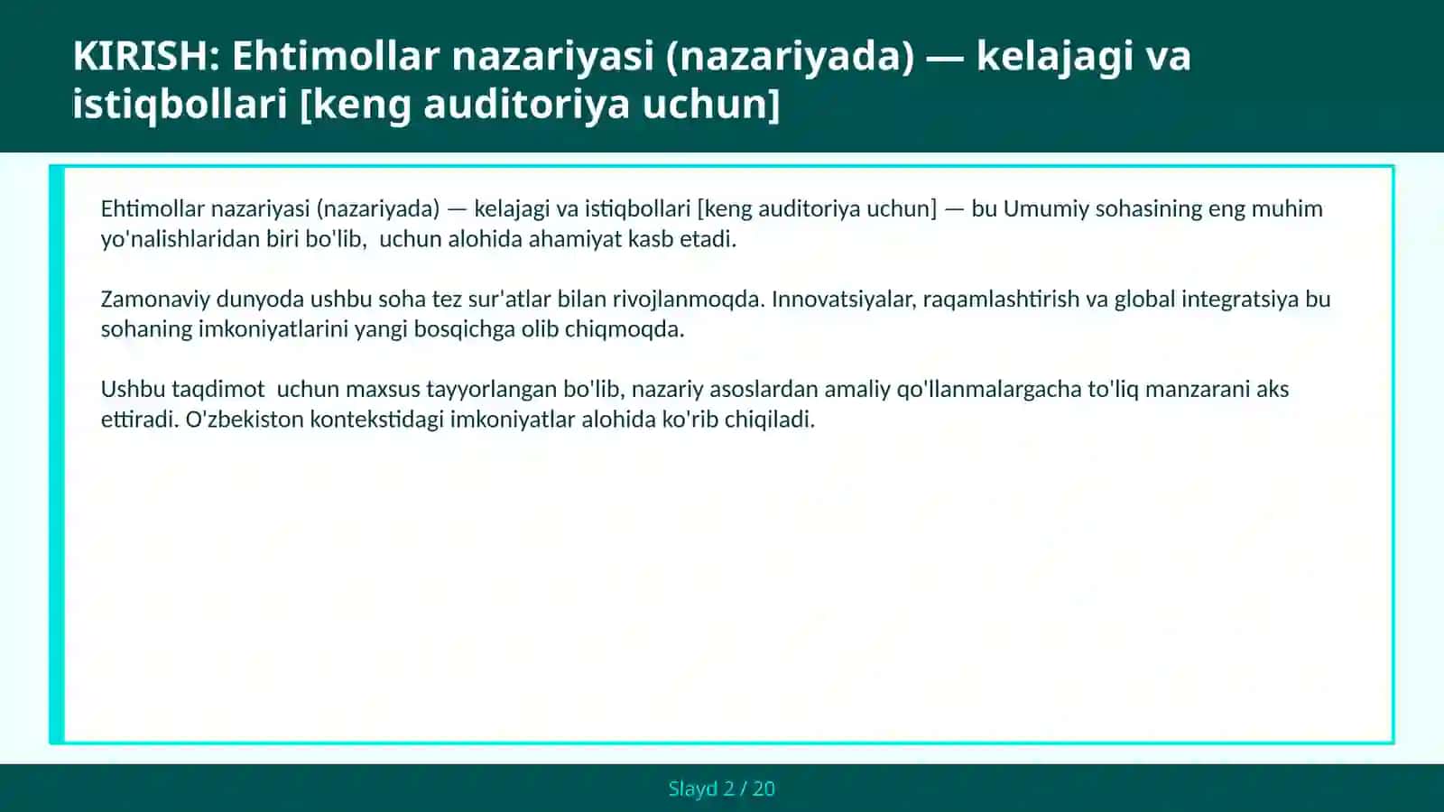 Ehtimollar nazariyasi (nazariyada) - kelajagi va istiqbollari [keng auditoriya uchun] 2