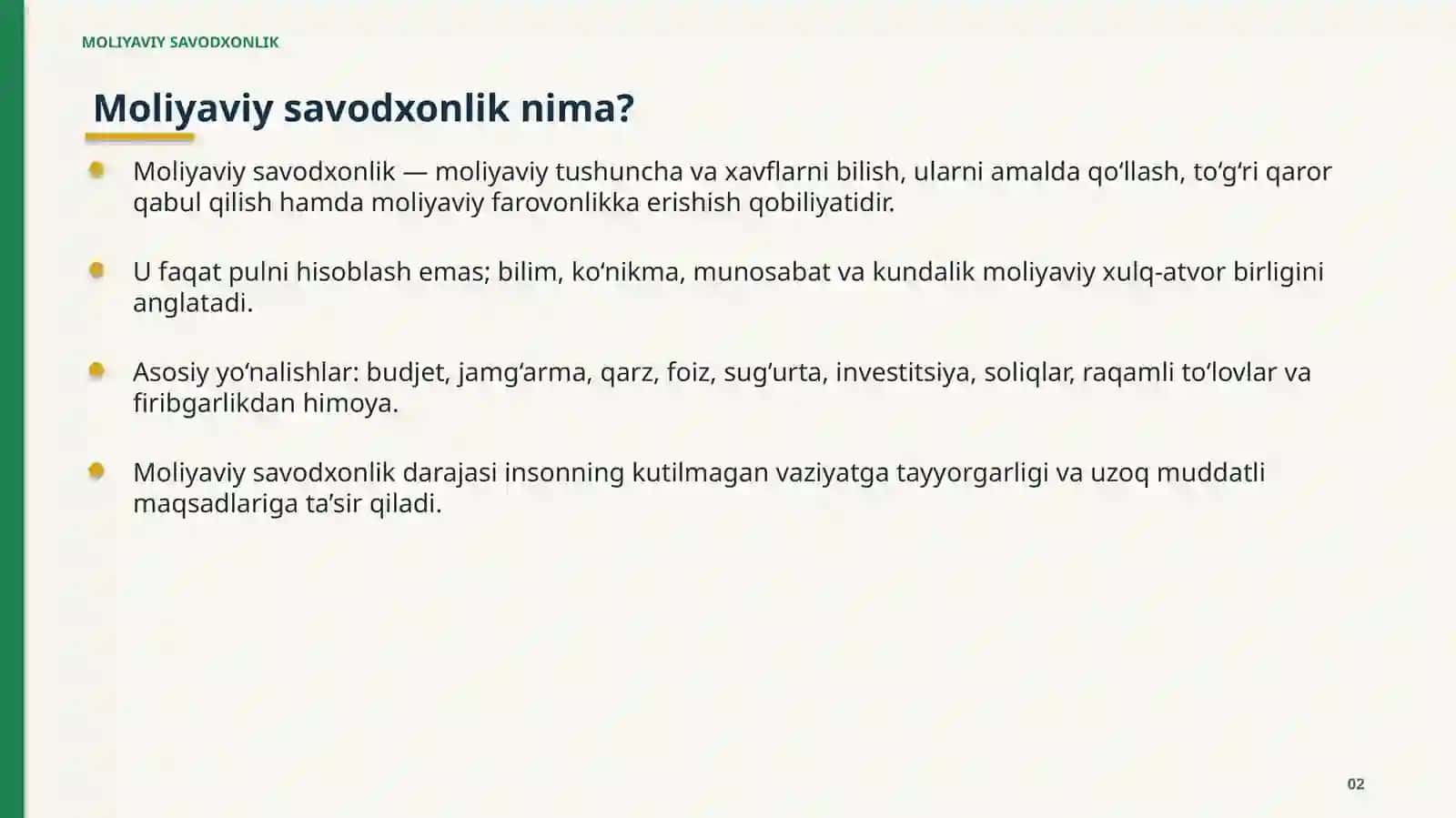 MOLIYAVIY SAVODXONLIK 2