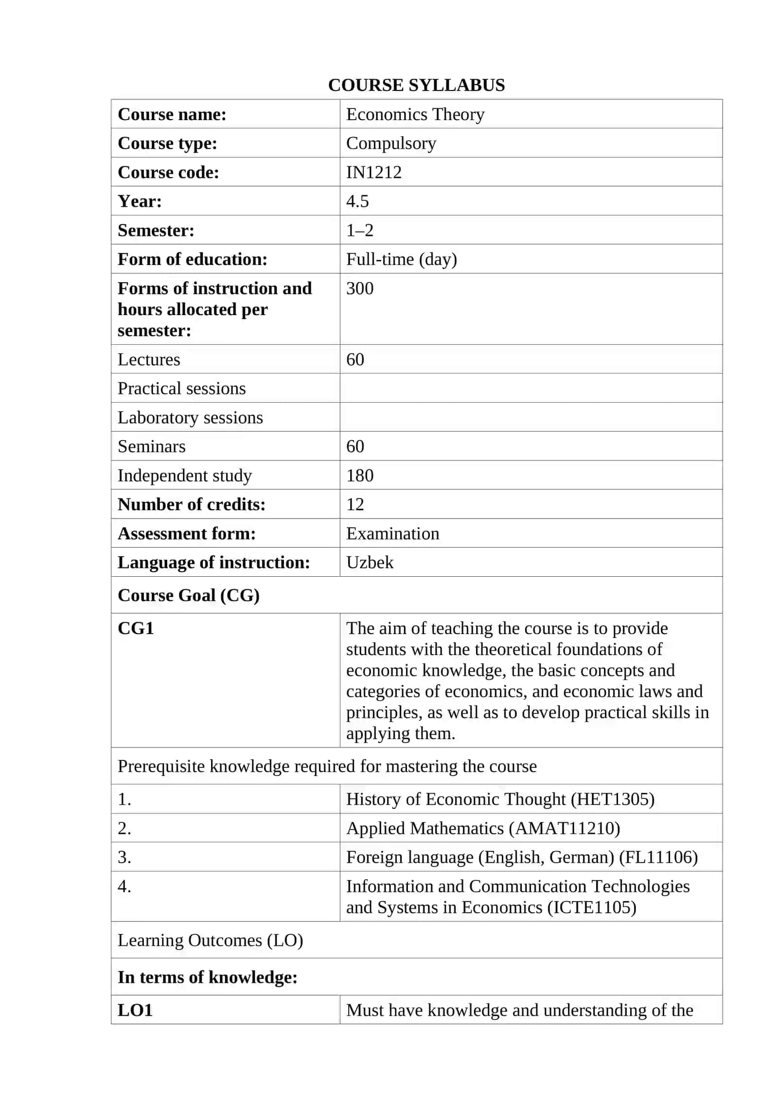Economics Theory 2