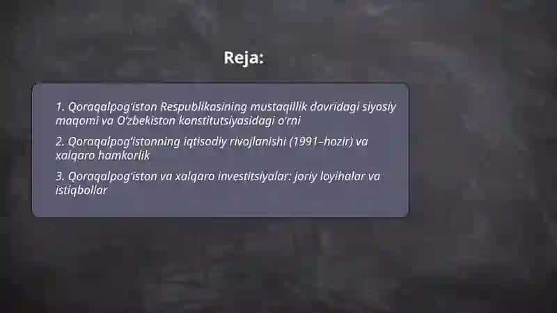 Qoraqalpogʻiston Respublikasining mustaqillik davridagi siyosiy maqomi va Oʻzbekiston konstitutsiyasidagi oʻrni 2