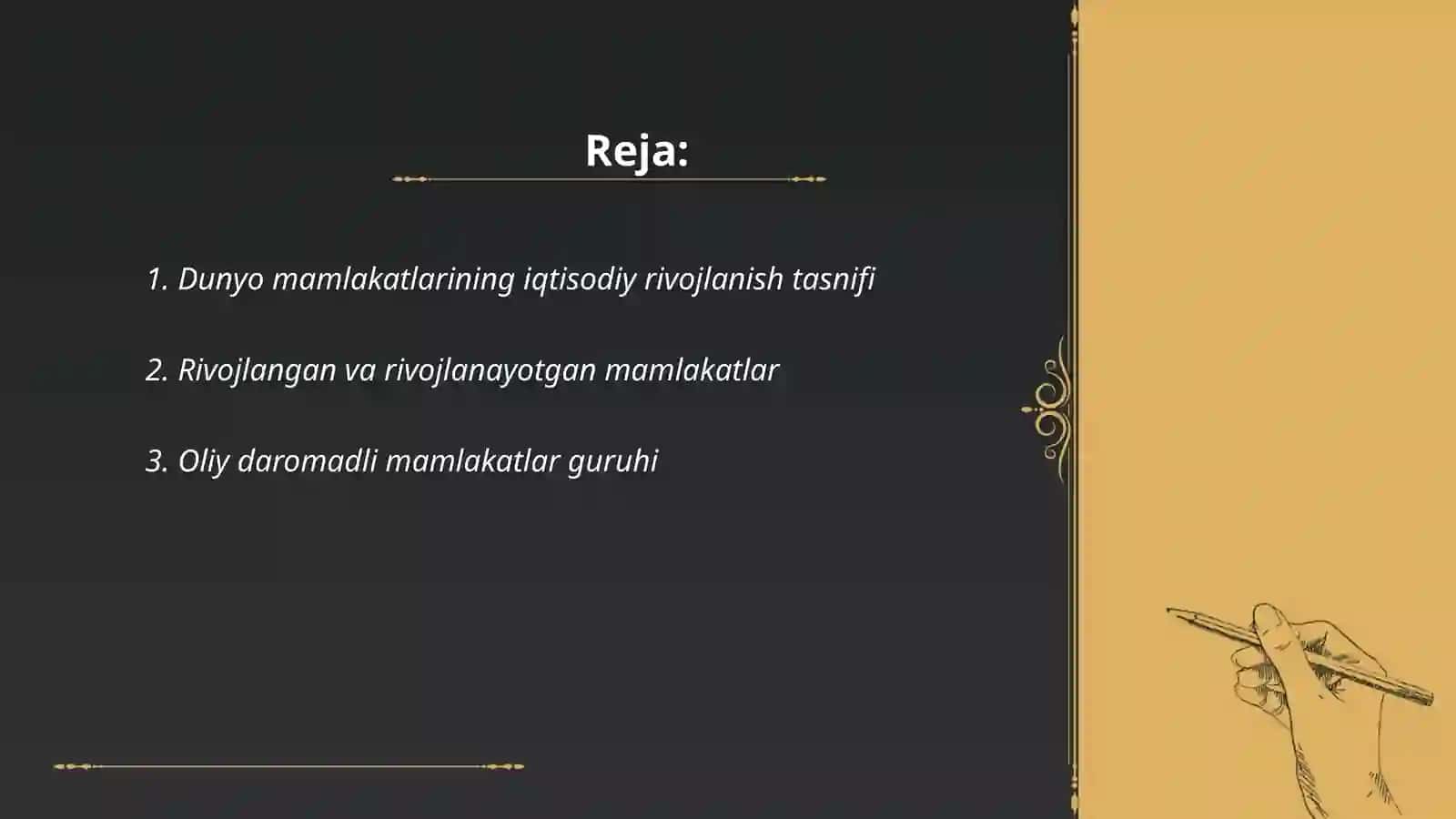 Dunyo mamlakatlarining iqtisodiy rivojlanish jihatidan guruhlanishi va ular òrtasidagi munosabatlarning amal qilishi 2