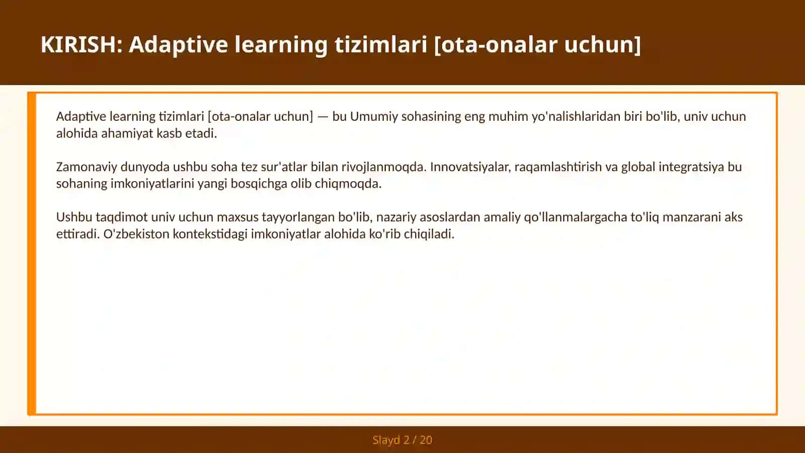 Adaptive learning tizimlari [OTA-ONALAR UCHUN] 2