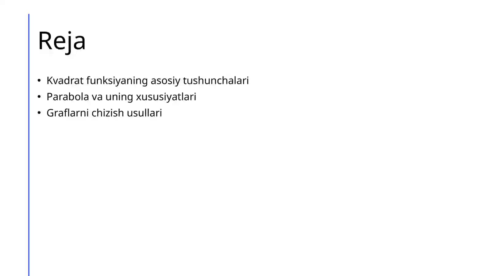 Kvadrat funksiyaning grafigini yasash 2