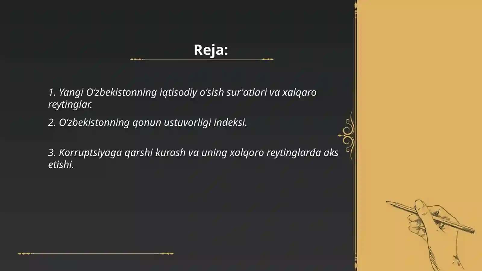 Yangi Oʻzbekiston ijtimoiy- siyosiy iqtisodiy va madaniy hayotida roʻy berayotgan oʻzgarishlarning xalqaroreyting va indekslar aks etishi 2